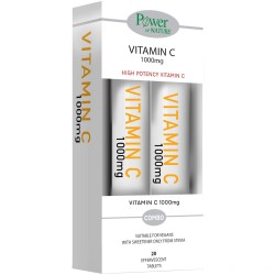 Power Of Nature Vitamin C 1000mg με Στέβια 20+20 Δώρο Αναβράζουσες Ταμπλέτες