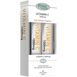 Power Of Nature Vitamin C 1000mg με Στέβια 20+20 Δώρο Αναβράζουσες Ταμπλέτες