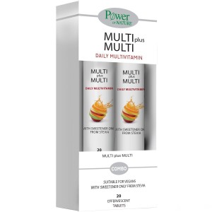 Power of Nature Multi Plus – Πολυβιταμίνες με Stevia Χωρίς Ζάχαρη (2x20 Αναβράζοντα Δισκία)