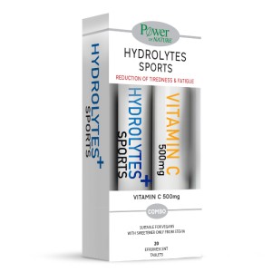 Power Of Nature Hydrolytes Sports με Stevia & Vitamin C – Για Ενυδάτωση & Αποκατάσταση (Πορτοκάλι, 2x20 Δισκία)