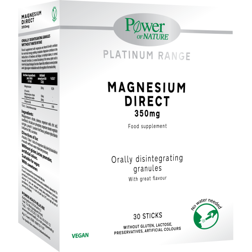 Power of Nature Platinum Magnesium Direct 350mg – Μαγνήσιο Άμεσης Απορρόφησης σε Μονοδόσεις 30 φακελίσκοι