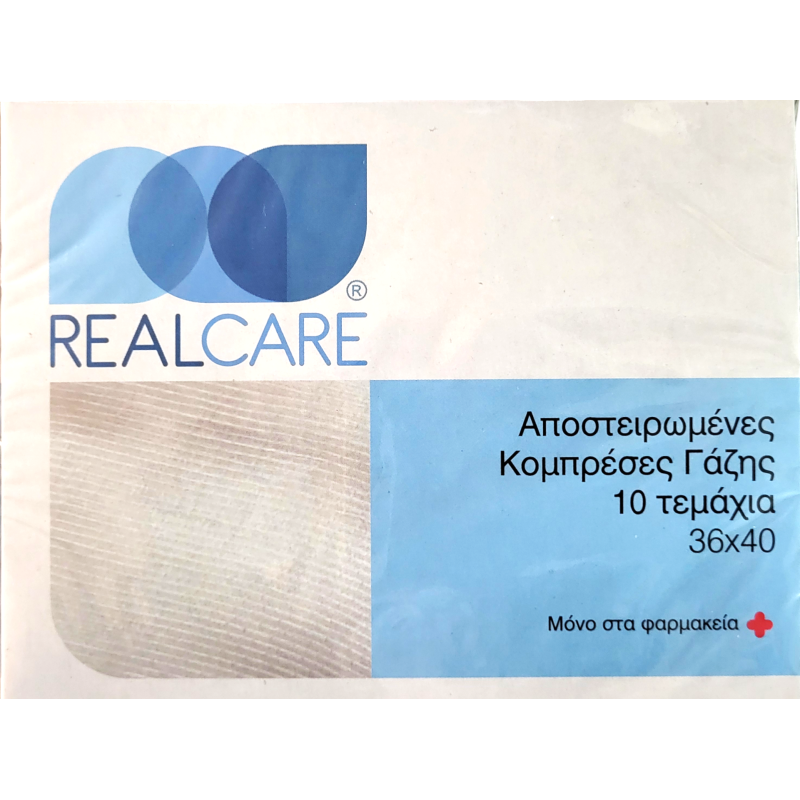 Real Care Αποστειρωμένες Κομπρέσες Γάζης 36*40 10τμχ