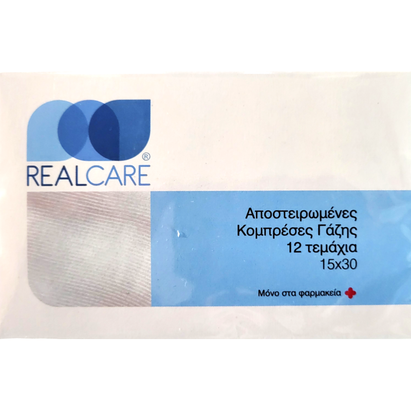 Real Care Αποστειρωμένες Κομπρέσες Γάζης 15*30cm 12τμχ