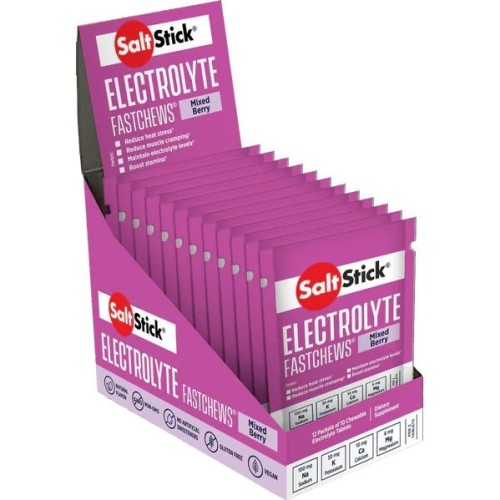 SaltStick FastChews – Chewable Electrolyte Tablets Berry (10 tabs x 12 packs)