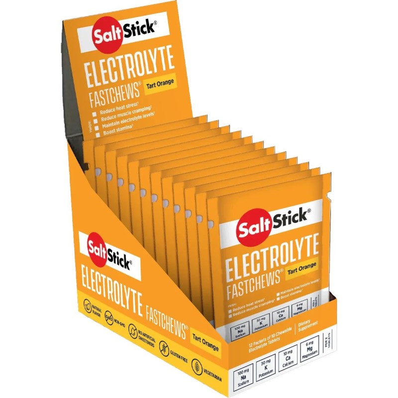 SaltStick FastChews – Chewable Electrolyte Tablets Orange (10 tabs x 12 packs)