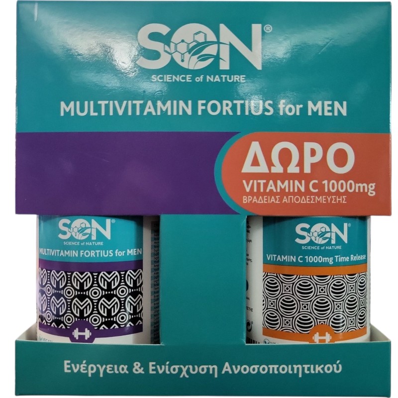 Science of Nature Son Multivitamin Fortius For Men 60 Caps & Δώρο Son Vitamin C 1000mg 60 Caps