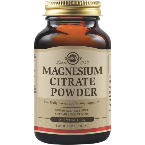 Solgar Magnesium Citrate Powder Συμπλήρωμα Μαγνησίου 108gr
