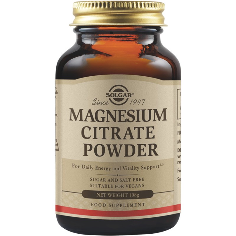Solgar Magnesium Citrate Powder Συμπλήρωμα Μαγνησίου 108gr