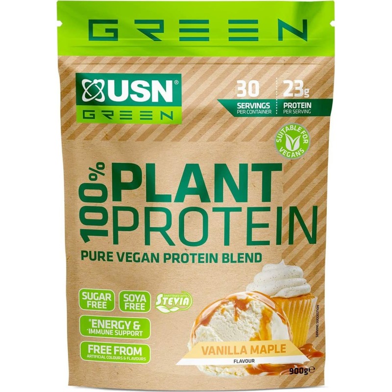 USN 100% Plant Protein Χωρίς Γλουτένη & Λακτόζη με Γεύση Vanilla Maple 900gr