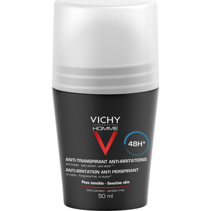 Vichy Homme Anti-Transpirant 48h Roll-On για Ευαίσθητη Επιδερμίδα 50ml